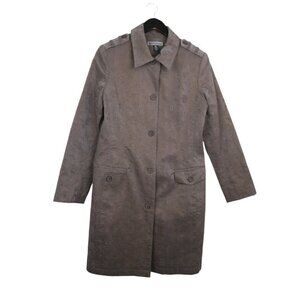 𝅺VINTAGE Optionelle Floral Embroidered Brown Long Button Down Trench Coat